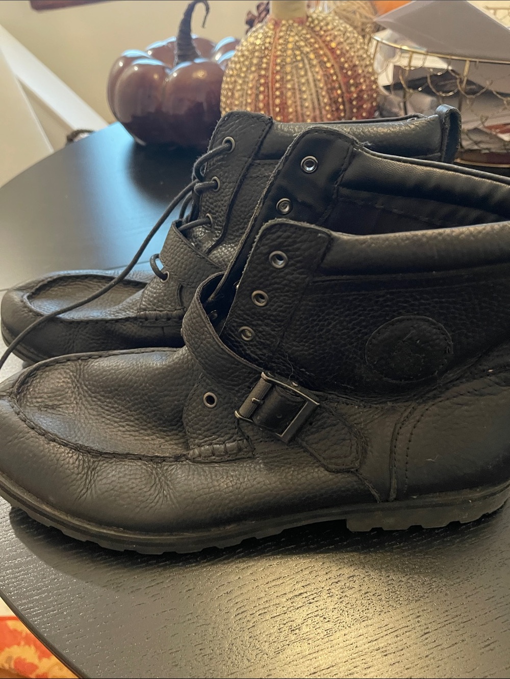 Polo by Ralph Lauren Black Leather Buckle Chukka Boots